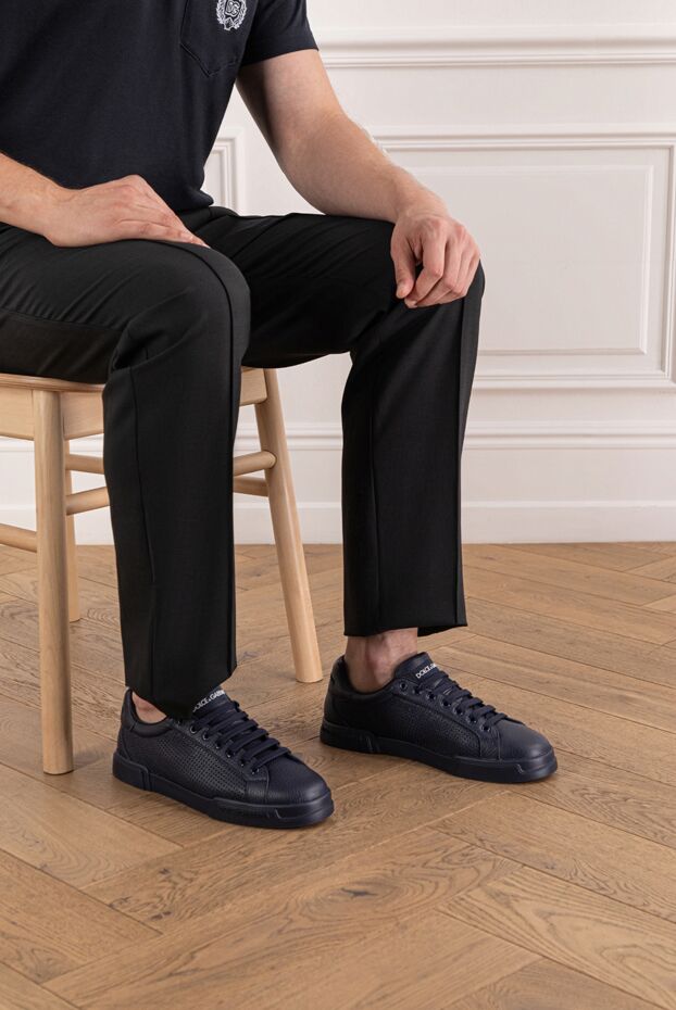 Dolce & Gabbana portofino light strobel бұзау терісінен жасалған көк түсті ерлерге арналған кроссовкалар

 190677 - фото 2