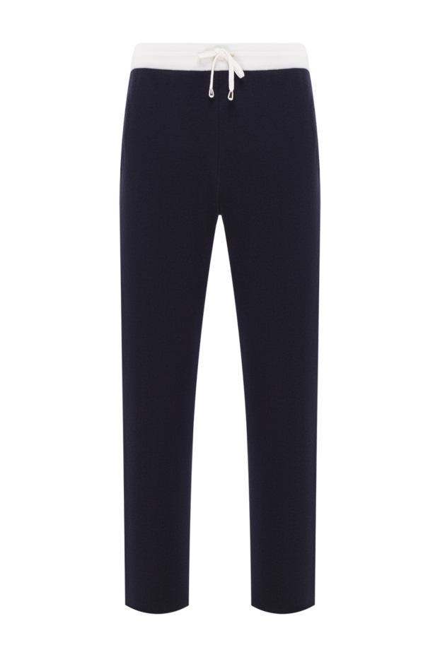 Cesare di Napoli dark blue wool knit sweatpants with a white belt
190687 - photo 1