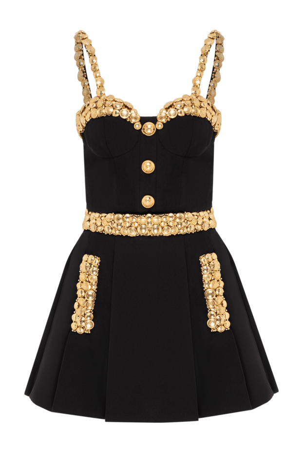 Balmain black wool skirt suit with gold trim 190841 - photo 1