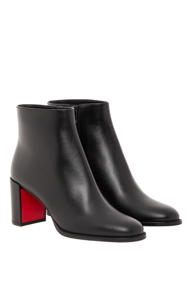 Christian Louboutin женские ботильоны adoxa 70 из чёрной телячьей кожи с акцентом красного цвета 190867 - фото 3