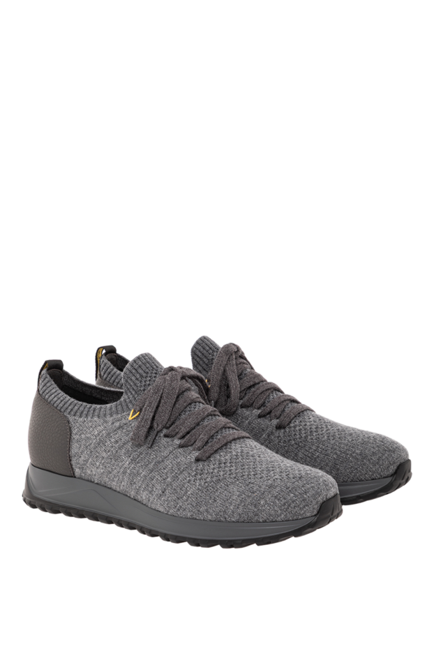 Doucal`s gray knitted fabric sneakers with a leather heel.
 190880 - photo 3
