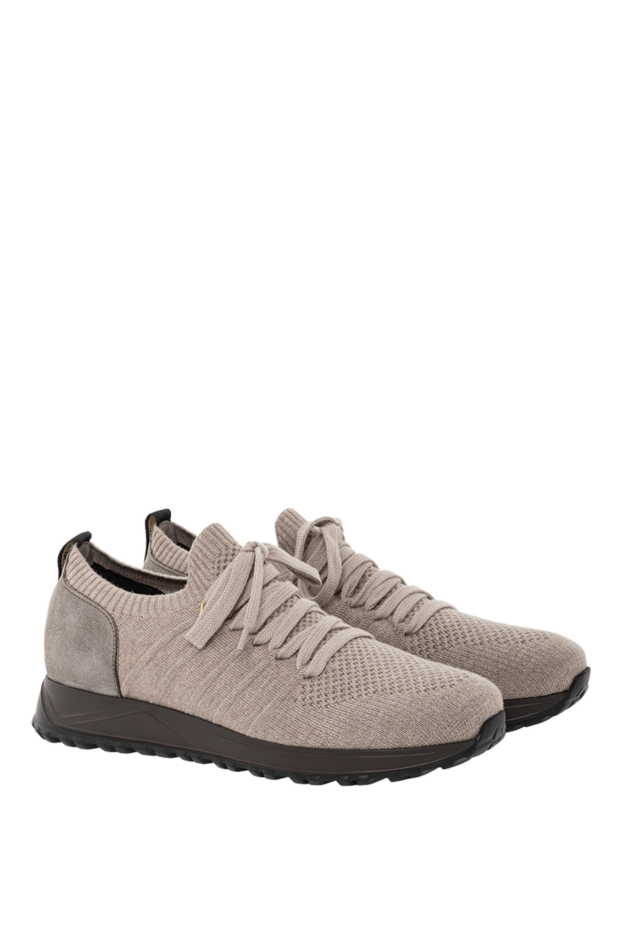 Doucal`s beige knit sneakers with a leather heel and black sole.
 190888 - photo 3