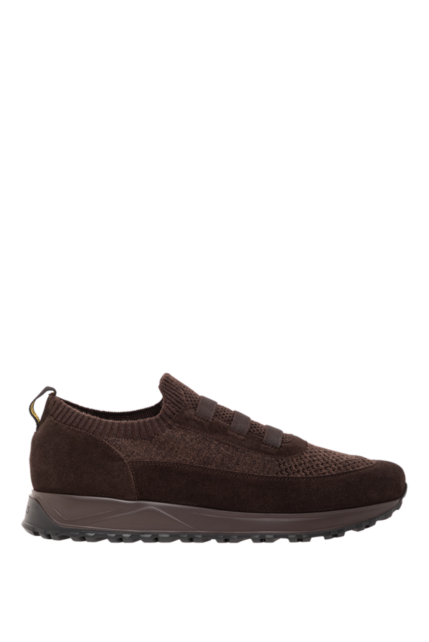 Doucal`s brown knit and suede sneakers with elastic bands 190897 - photo 1