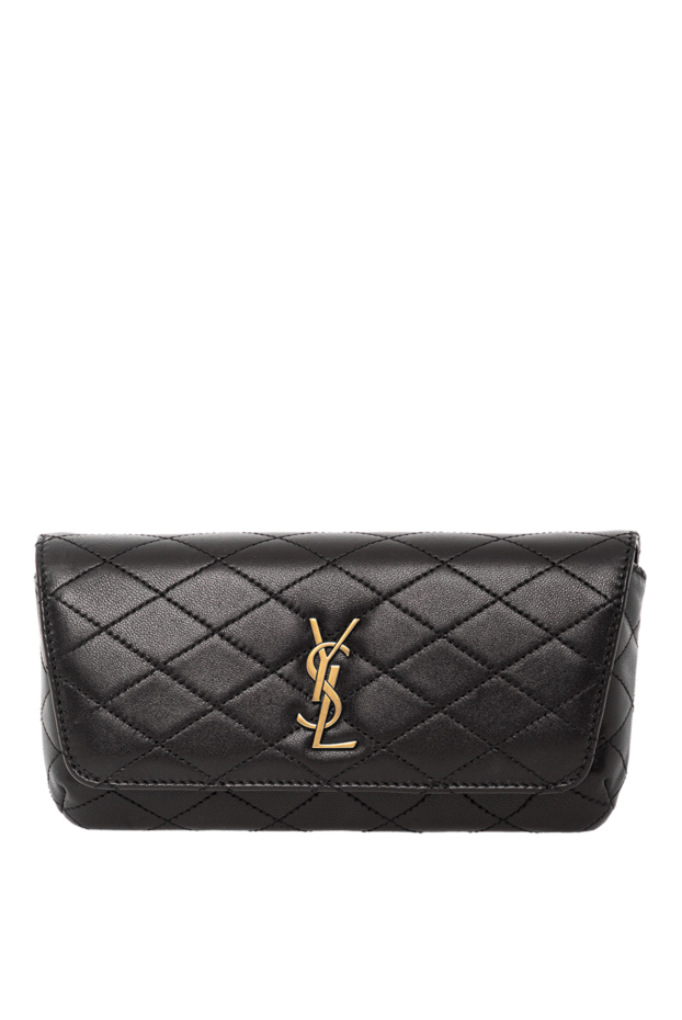 Saint Laurent черный клатч gaby из гладкой стеганой кожи 190905 - фото 1