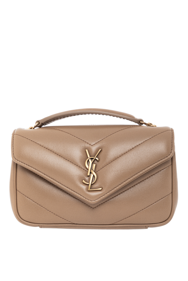 Saint Laurent мини сумка на цепочке loulou из кожи ягнёнка коричневая 190907 - фото 1