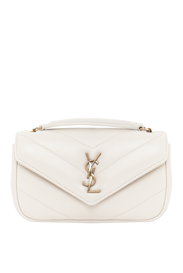 Saint Laurent мини сумка на цепочке loulou из кожи ягнёнка белая 190908 - фото 1