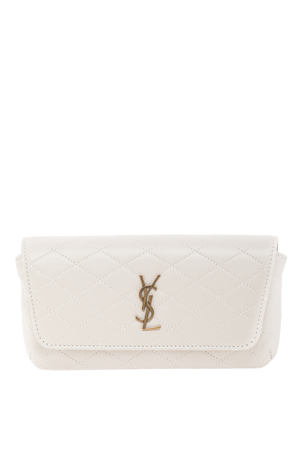 Saint Laurent стеганая сумка для телефона gaby белая женская 190911 - фото 1