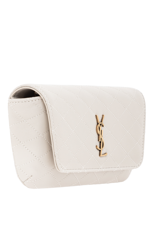 Saint Laurent стеганая сумка для телефона gaby белая женская 190911 - фото 3