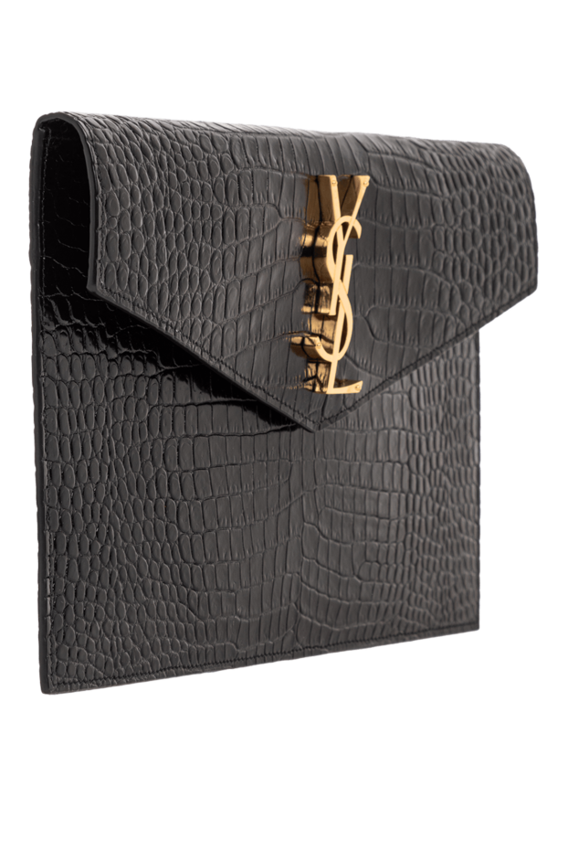 Saint Laurent uptown small envelope clutch in embossed black leather 190916 - photo 3