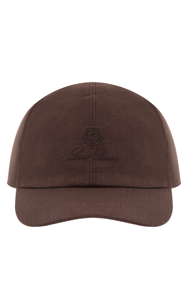 Loro Piana коричневая льняная бейсболка с вышитым логотипом 190968 - фото 1