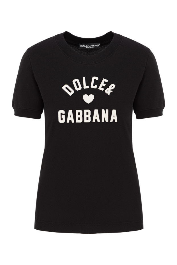 Dolce & Gabbana әріппен және жүрек белгісімен әйелдерге арналған қара футболка 190978 - фото 1