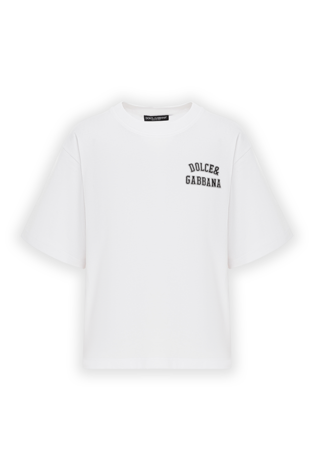 Dolce & Gabbana белая хлопковая футболка с черным логотипом на груди 190979 - фото 1