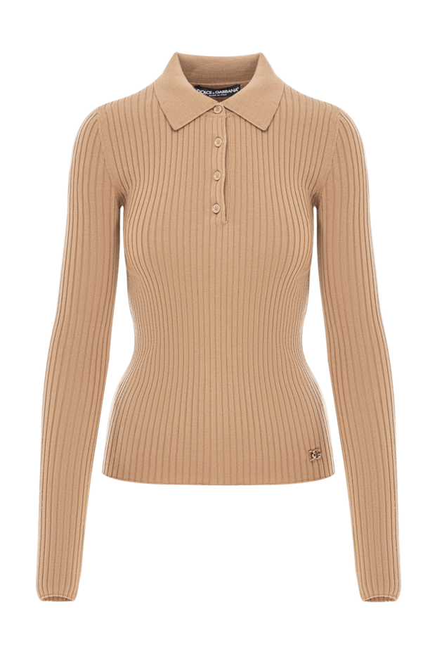 Dolce & Gabbana beige women's ribbed wool polo shirt 190982 - photo 1