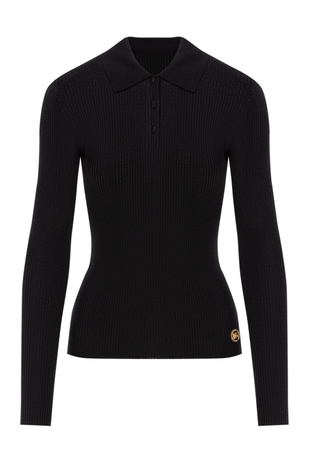 Dolce & Gabbana black ribbed cashmere long sleeve polo shirt 190990 - photo 1