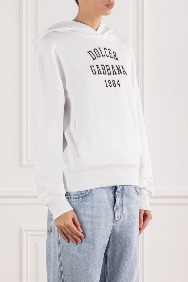 Dolce & Gabbana белое худи из хлопка с вышивкой 190991 - фото 3