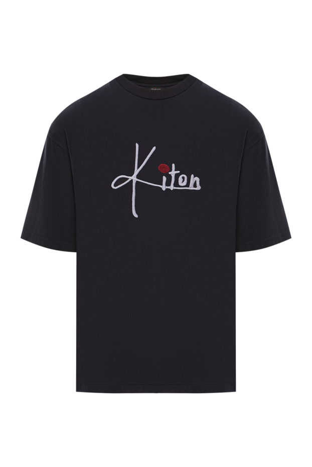 Kiton 3d логотипімен кестеленген терең қара мақта футболка 191004 - фото 1