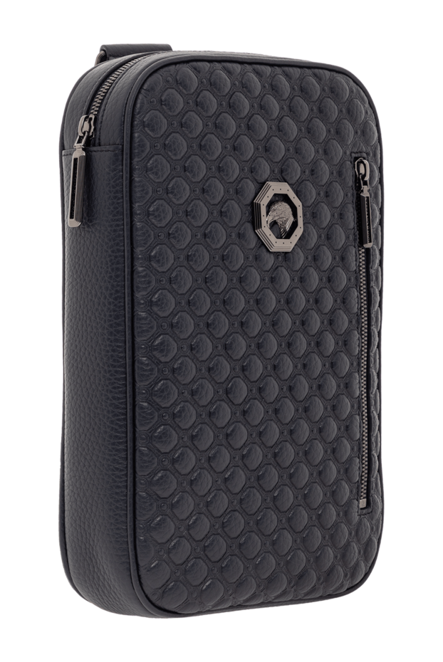Stefano Ricci genuine leather bag with geometric relief and an eagle emblem, blue 191031 - photo 3