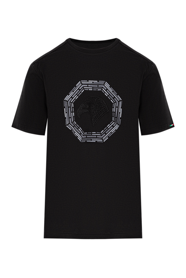 Stefano Ricci black cotton t-shirt with raised eagle embroidery 191065 - photo 1