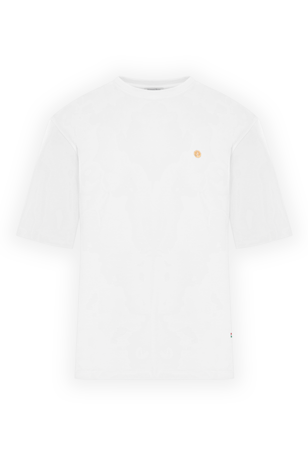 Stefano Ricci white cotton t-shirt with a gold emblem on the chest 191077 - photo 1