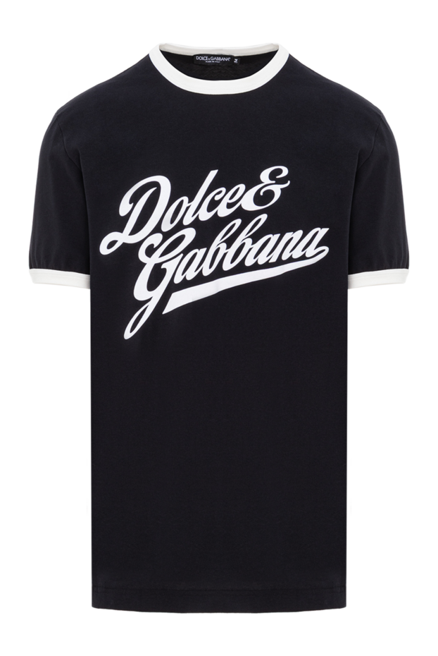 Dolce & Gabbana black cotton t-shirt with white piping and logo 191123 - photo 1