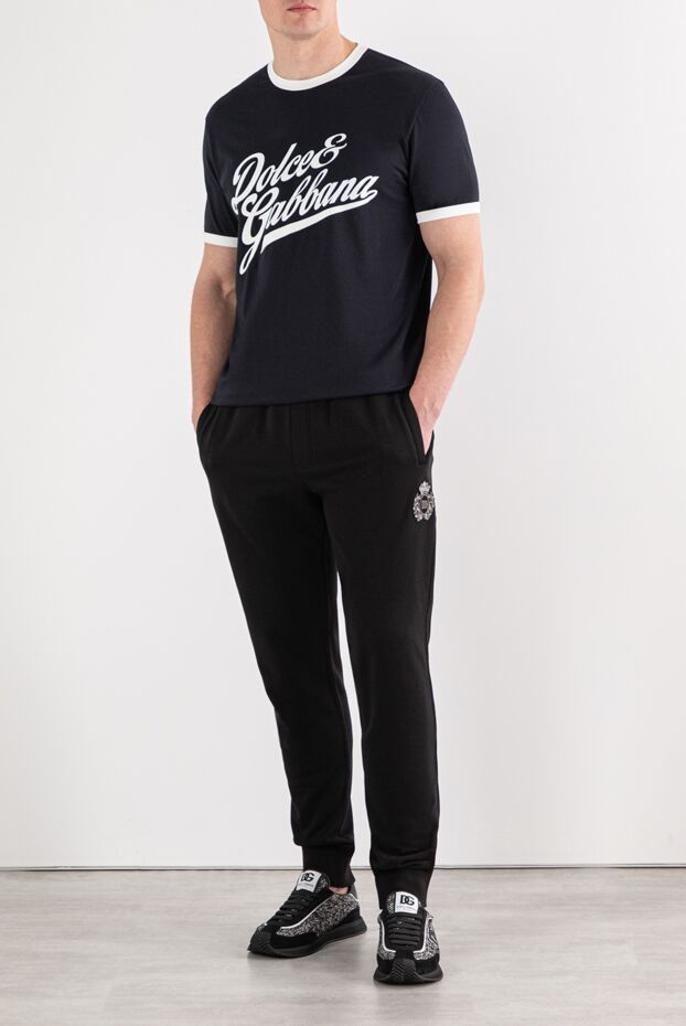 Dolce & Gabbana black cotton t-shirt with white piping and logo 191123 - photo 2