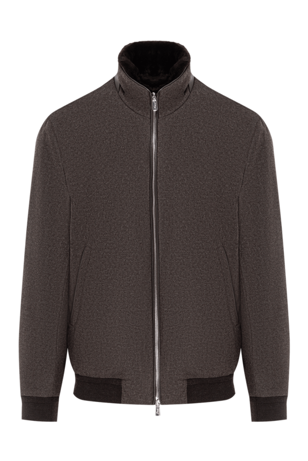 Lenoci men's brown jacket with fur collar trim 191143 - photo 1