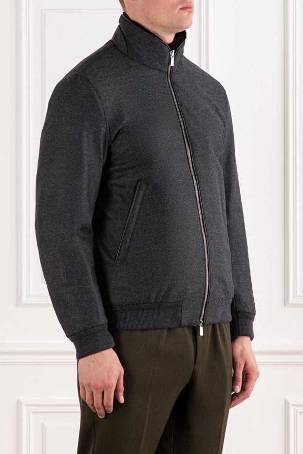 Lenoci gray wool jacket with a fur-lined collar
 191144 - photo 3