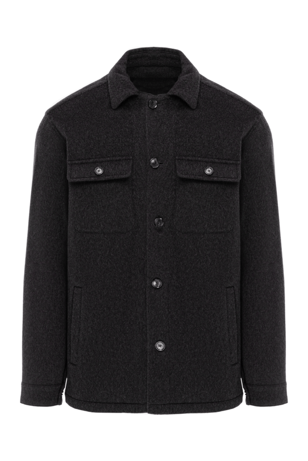 Lenoci dark grey cashmere shirt jacket with patch pockets 191145 - photo 1