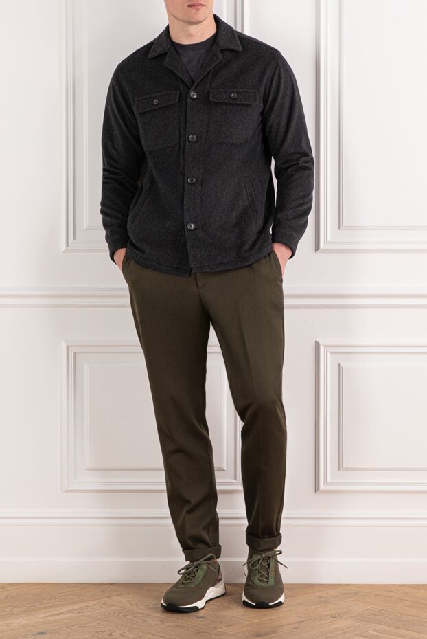 Lenoci dark grey cashmere shirt jacket with patch pockets 191145 - photo 2