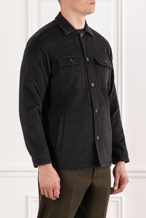 Lenoci dark grey cashmere shirt jacket with patch pockets 191145 - photo 3