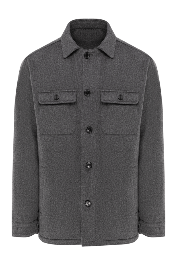 Lenoci gray cashmere shirt jacket with patch pockets 191149 - photo 1