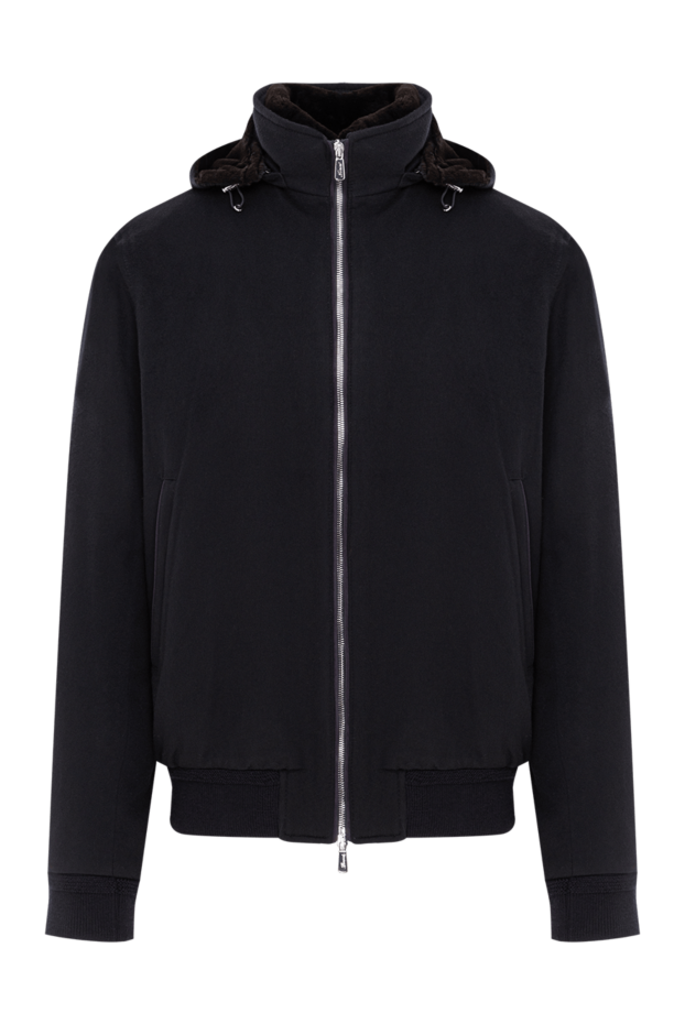 Lenoci navy blue wool and cashmere bomber jacket with fur lining
191150 - photo 1
