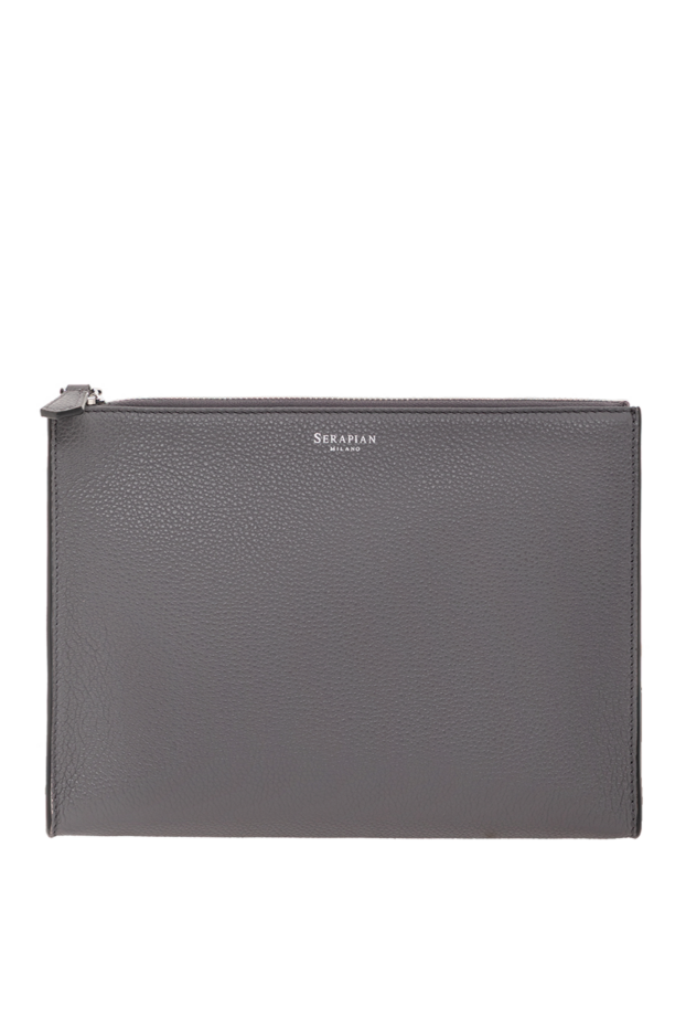 Serapian gray cashmere leather wristlet clutch 191233 - photo 1