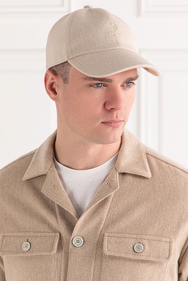 Loro Piana sand-colored cashmere baseball cap with embroidery
 191260 - photo 2