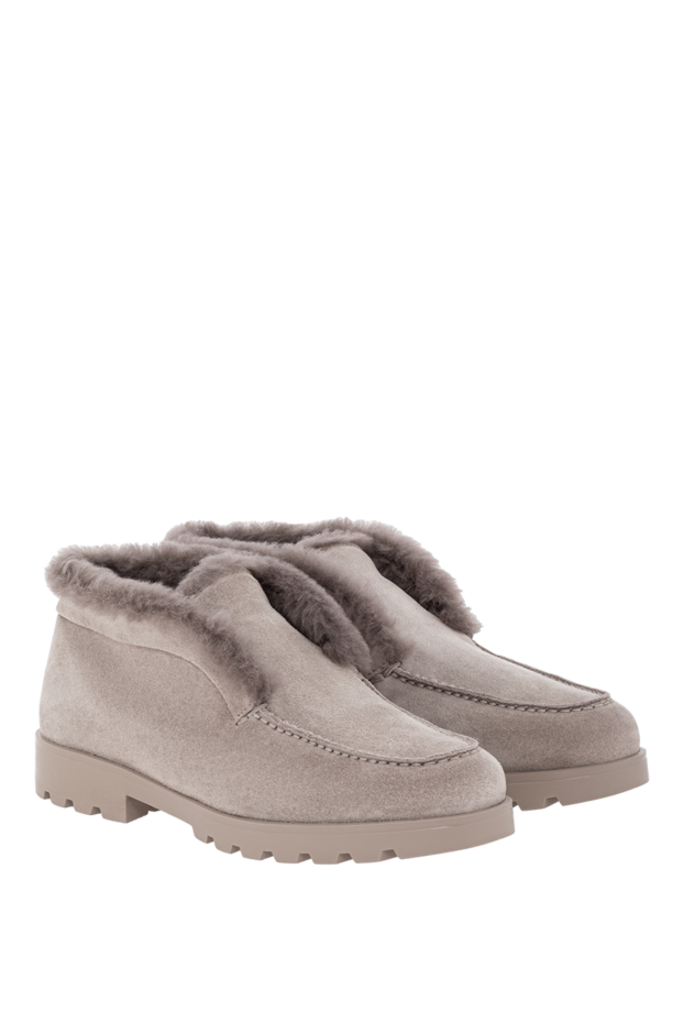 Santoni women's gray suede desert boots with fur
 191263 - photo 2
