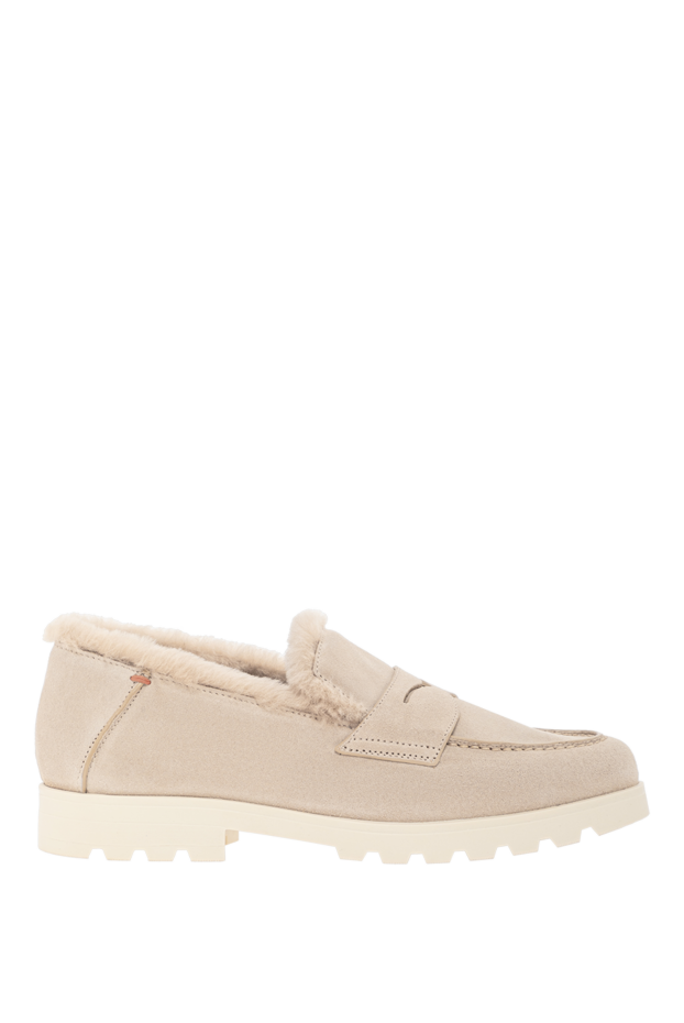 Santoni beige loafers with fur trim and a thick sole 191264 - photo 1