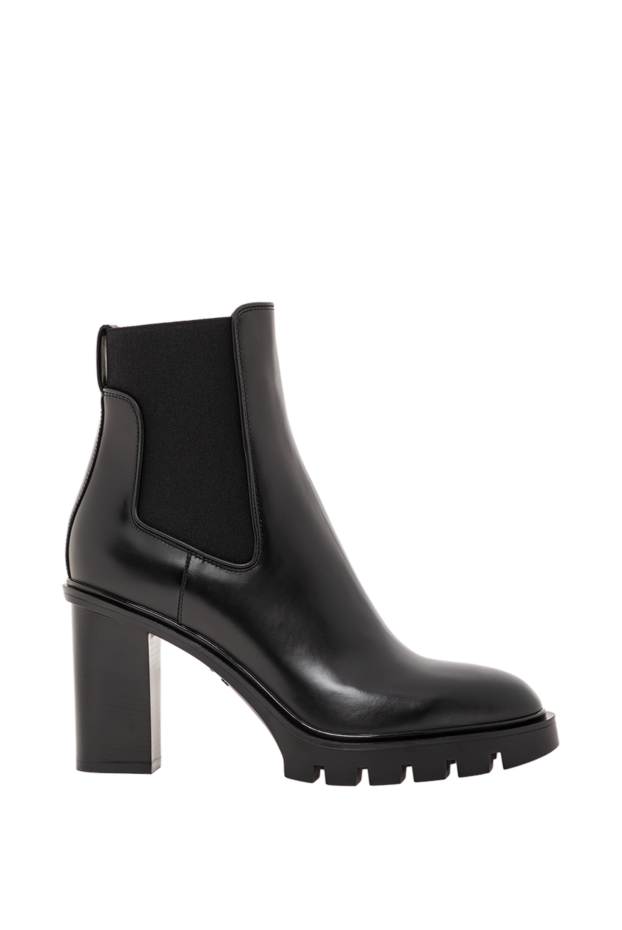 Santoni черные ботильоны на устойчивом каблуке с эластичными вставками 191267 - фото 1