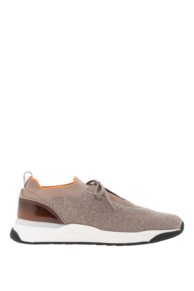 Santoni men's beige sneakers made of stretch wool knit and leather
191276 - photo 1