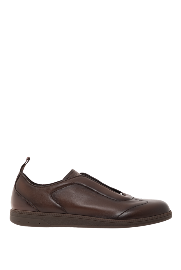 Santoni повседневные мужские коричневые кожаные кроссовки
191284 - фото 1