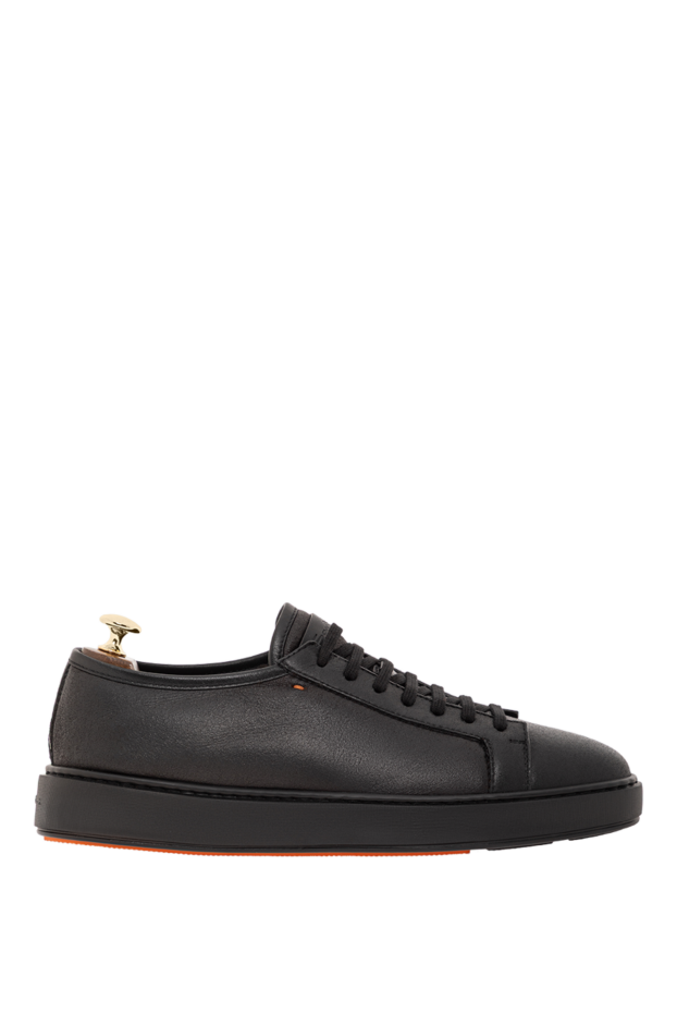 Santoni men's leather sneakers with fur lining and a minimalist design, black 191287 - photo 1