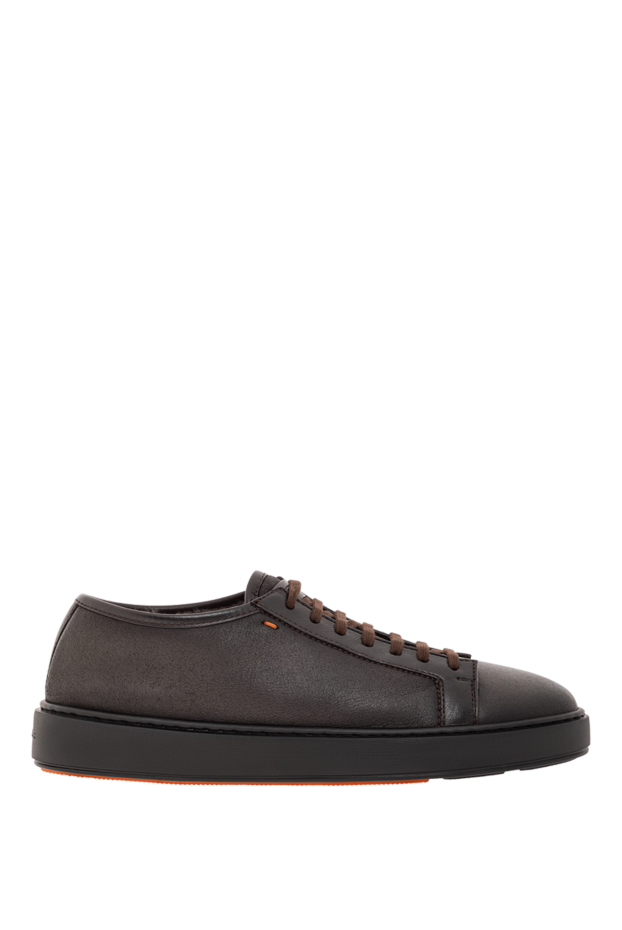 Santoni men's leather sneakers with fur lining and minimalist design, brown 191288 - photo 1
