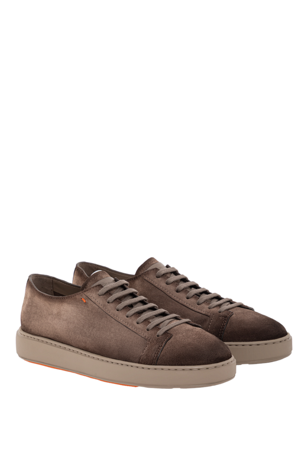 Santoni men's beige suede lace-up sneakers
 191292 - photo 3