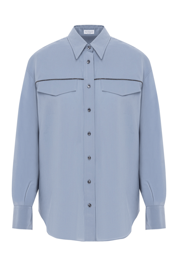 Brunello Cucinelli light blue silk shirt with decorative stitching and patch pockets
191298 - photo 1