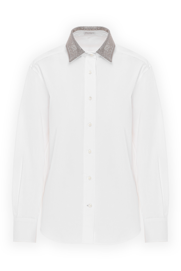 Brunello Cucinelli white classic shirt with a decorative accent on the collar 191299 - photo 1