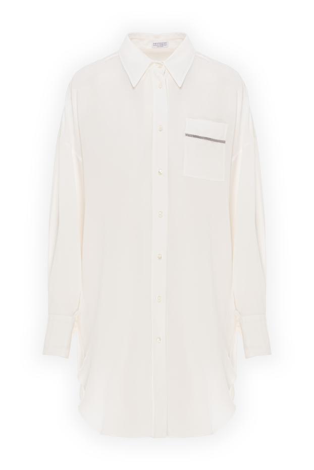 Brunello Cucinelli white silk shirt dress with a monili chain pocket.
191303 - photo 1