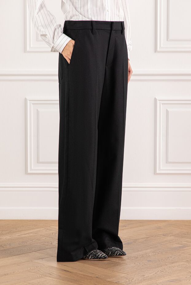 Brunello Cucinelli wide-leg trousers in black wool and cashmere with creases
 191322 - photo 3