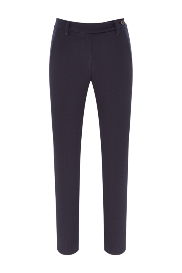 Brunello Cucinelli брюки из хлопка темно синего цвета с мягкой посадкой и плотной фактурой 191325 - фото 1