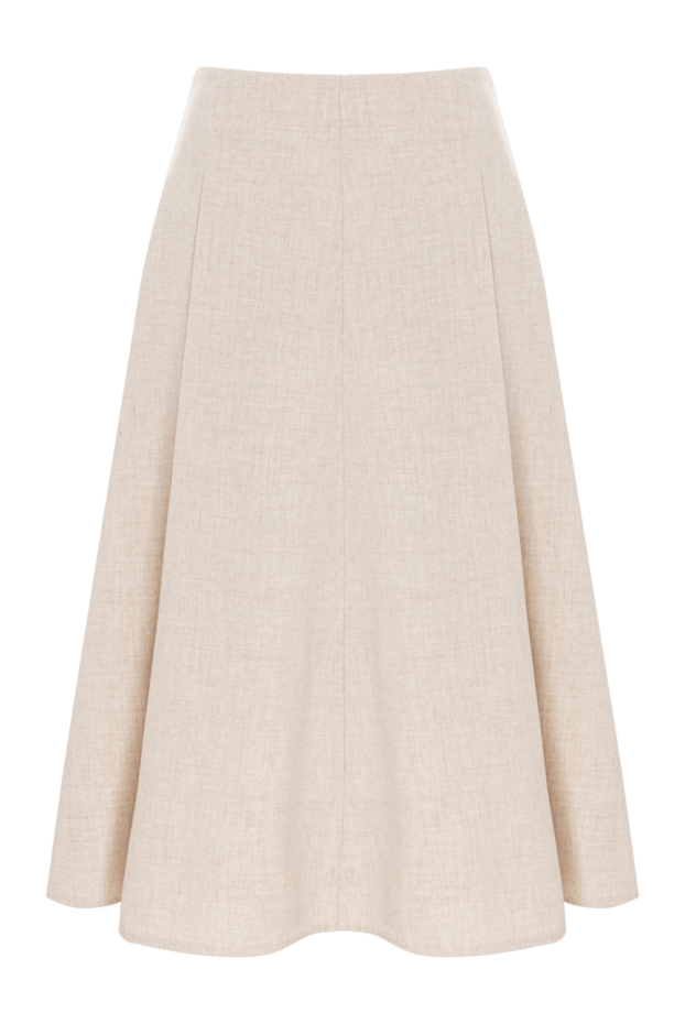 Brunello Cucinelli beige wool and cashmere flared midi skirt 191330 - photo 1