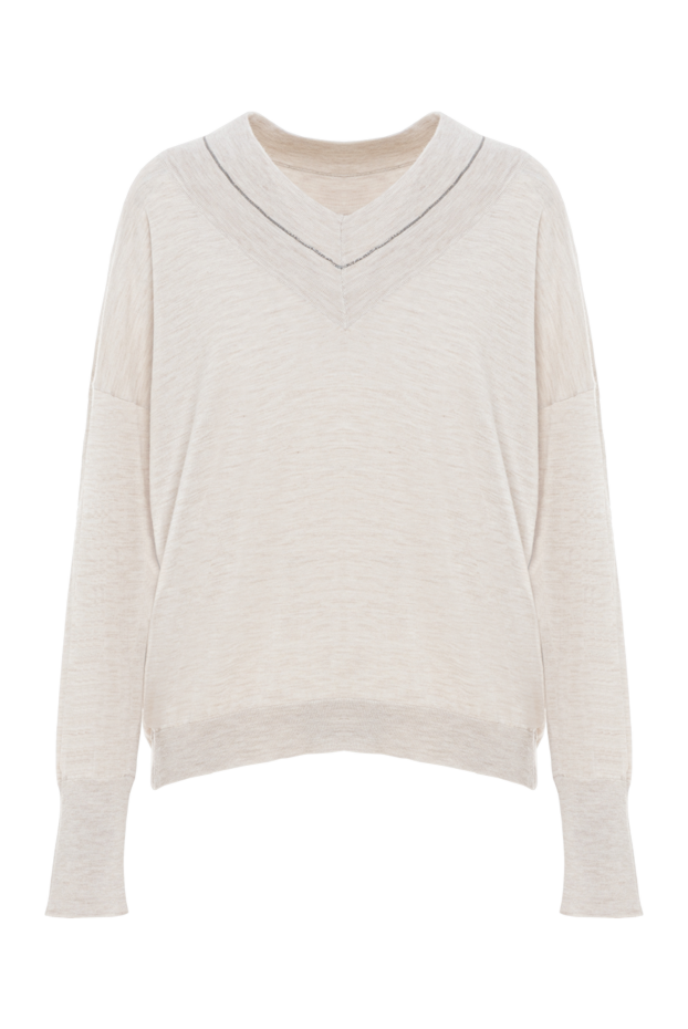 Brunello Cucinelli lightweight cashmere and silk jumper with neckline detailing 191337 - photo 1