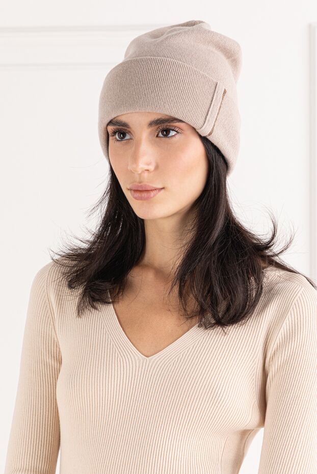 Brunello Cucinelli cashmere beanie hat in soft beige color 191351 - photo 2